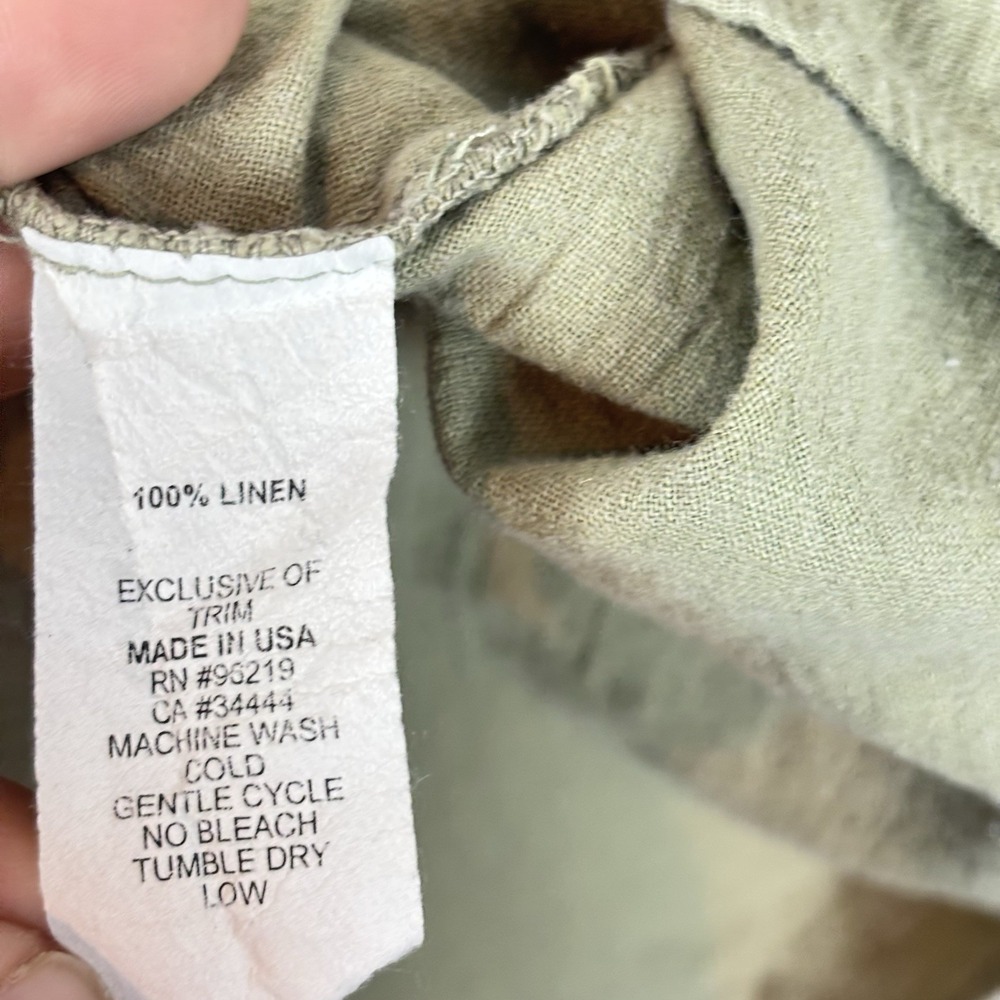 Willow‎ 100% Linen Womens Sage Green Lagenlook Top SM Boho Artsy Relaxed Fit - Picture 4 of 8